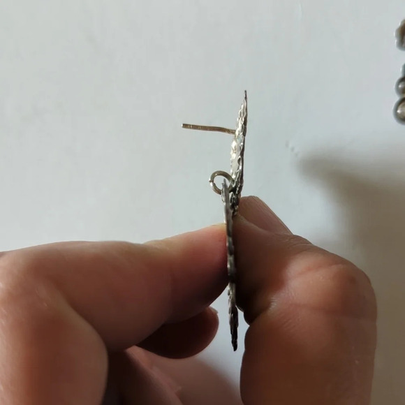 Vintage Sterling Silver Etruscan Earrings - Picture 6 of 6